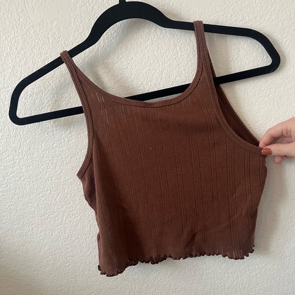 Brown Ribbed Sleep Tank Top - Picture 3 of 6